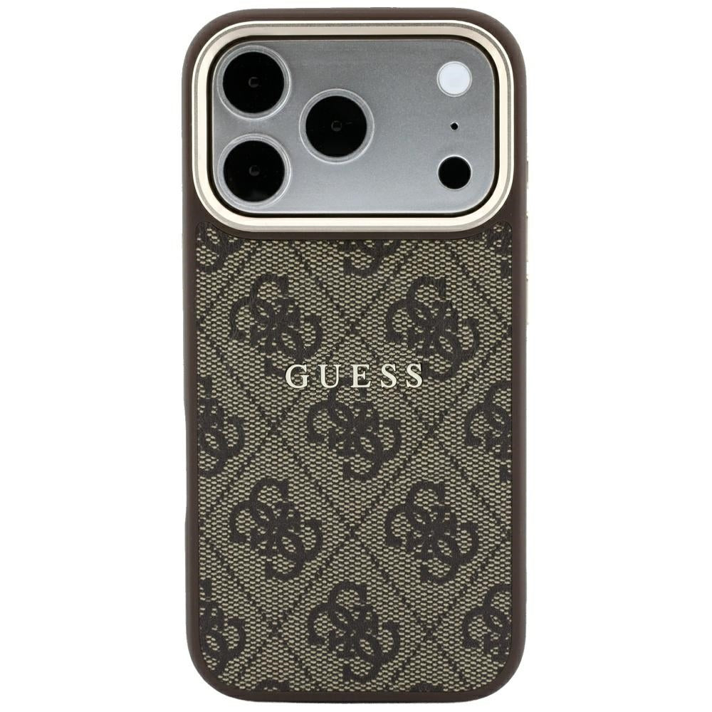 Coque MagSafe pour Apple iPhone 18 Pro / 17 Pro, Guess, 4G Embossed Classic, Marron