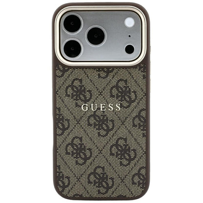 Coque MagSafe pour Apple iPhone 18 Pro / 17 Pro, Guess, 4G Embossed Classic, Marron