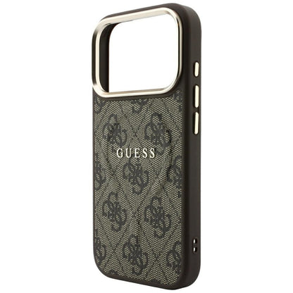 Coque MagSafe pour Apple iPhone 18 Pro / 17 Pro, Guess, 4G Embossed Classic, Marron