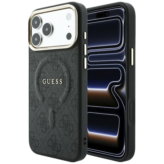 Coque MagSafe pour Apple iPhone 18 Pro / 17 Pro, Guess, 4G Embossed Classic, Noire