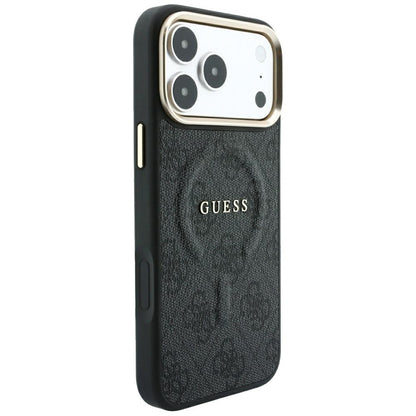 Coque MagSafe pour Apple iPhone 18 Pro / 17 Pro, Guess, 4G Embossed Classic, Noire
