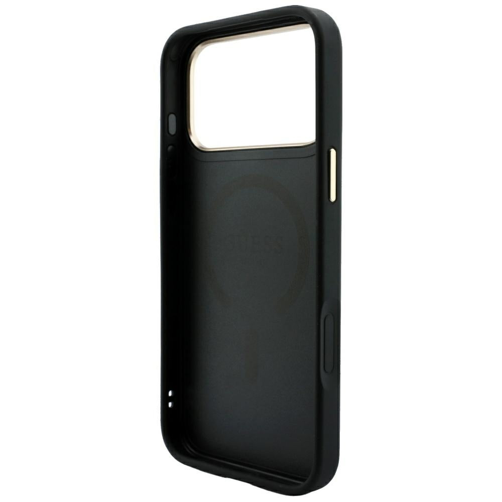 Coque MagSafe pour Apple iPhone 18 Pro / 17 Pro, Guess, 4G Embossed Classic, Noire
