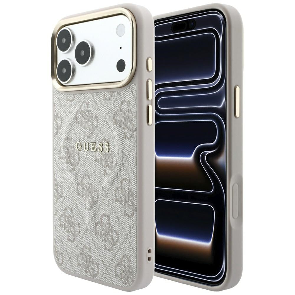 Coque MagSafe pour Apple iPhone 18 Pro / 17 Pro, Guess, 4G Embossed Classic, Rose
