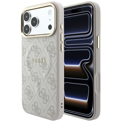 Coque MagSafe pour Apple iPhone 18 Pro / 17 Pro, Guess, 4G Embossed Classic, Rose