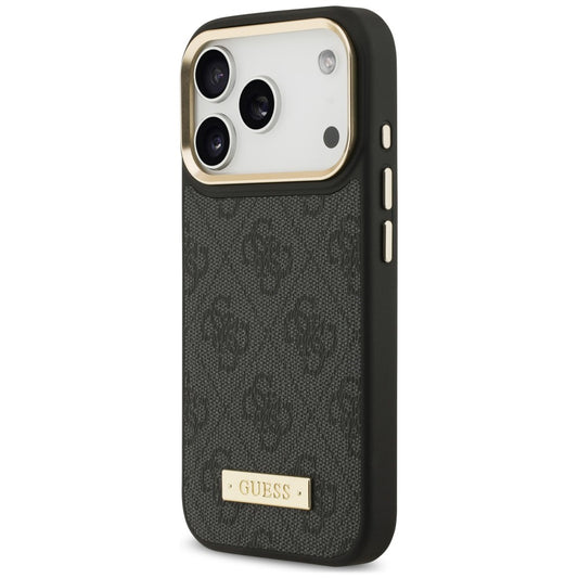 Coque MagSafe pour Apple iPhone 18 Pro / 17 Pro, Guess, 4G Logo Plate, noire