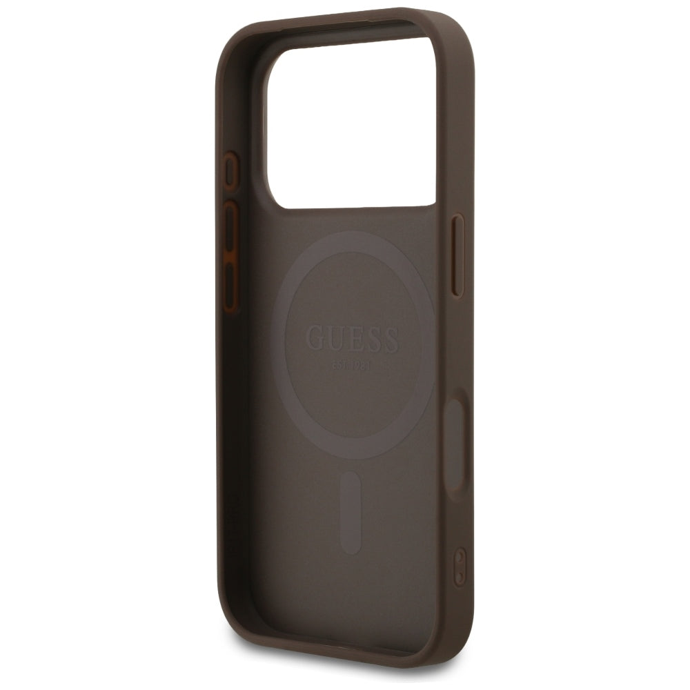 Coque MagSafe pour Apple iPhone 18 Pro / 17 Pro, Guess, 4G Small and Classic, Marron
