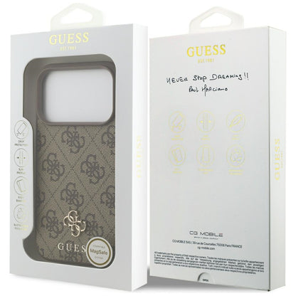 Coque MagSafe pour Apple iPhone 18 Pro / 17 Pro, Guess, 4G Small and Classic, Marron