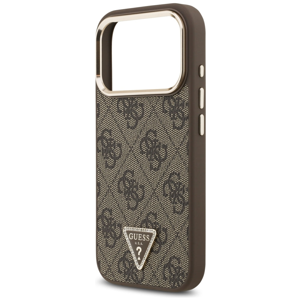 MagSafe Case for Apple iPhone 18 Pro / 17 Pro, Guess, 4G Triangle Logo, Brown