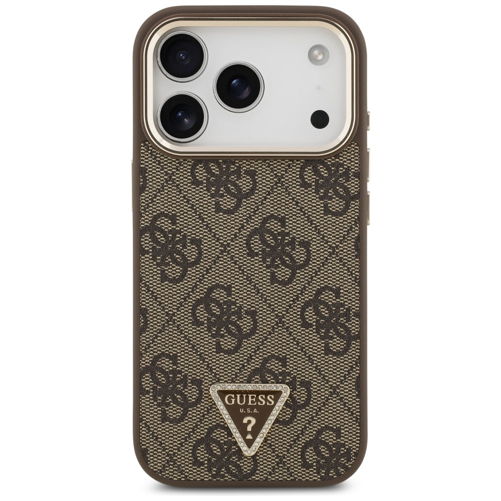 MagSafe Case for Apple iPhone 18 Pro / 17 Pro, Guess, 4G Triangle Logo, Brown