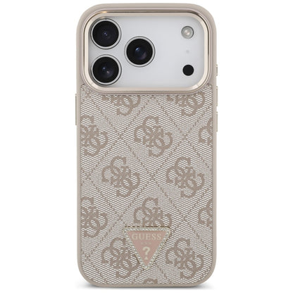 Coque MagSafe pour Apple iPhone 18 Pro / 17 Pro, Guess, Logo Triangle 4G, Rose Doré