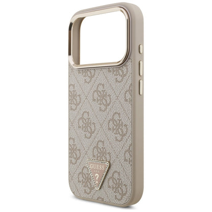 Coque MagSafe pour Apple iPhone 18 Pro / 17 Pro, Guess, Logo Triangle 4G, Rose Doré