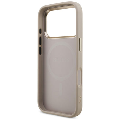 Coque MagSafe pour Apple iPhone 18 Pro / 17 Pro, Guess, Logo Triangle 4G, Rose Doré