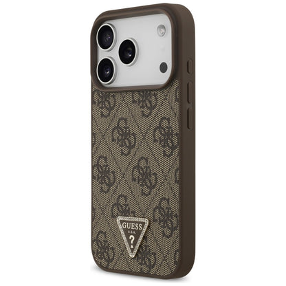 Coque MagSafe pour Apple iPhone 18 Pro / 17 Pro, Guess, 4G Triangle Strass, Marron