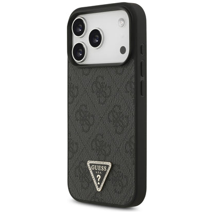 Coque MagSafe pour Apple iPhone 18 Pro / 17 Pro, Guess, 4G Triangle Strass, Noire