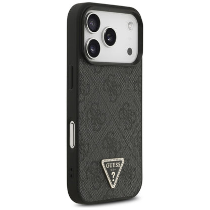 Coque MagSafe pour Apple iPhone 18 Pro / 17 Pro, Guess, 4G Triangle Strass, Noire