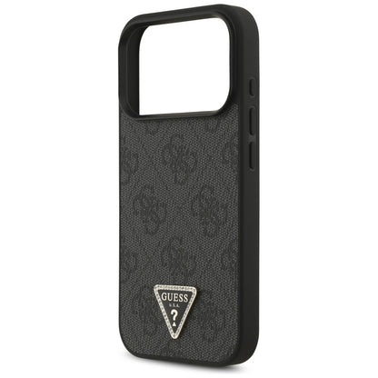 Coque MagSafe pour Apple iPhone 18 Pro / 17 Pro, Guess, 4G Triangle Strass, Noire