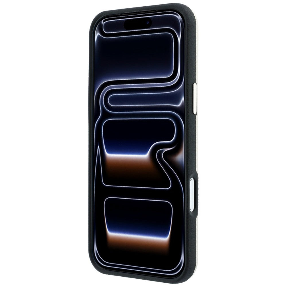 Coque MagSafe pour Apple iPhone 18 Pro / 17 Pro, Guess, Logo Strass Rond Grainé, Beige