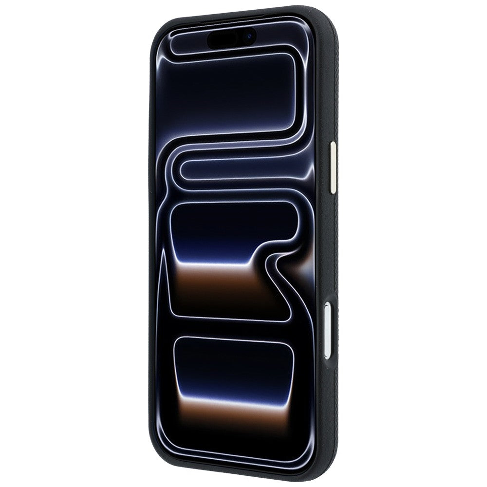 Coque MagSafe pour Apple iPhone 18 Pro / 17 Pro, Guess, Logo Strass Rond Grainé, Noire