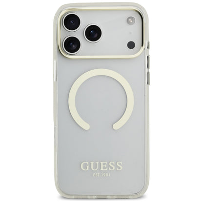 Coque MagSafe pour Apple iPhone 18 Pro / 17 Pro, Guess, Contour Métallique, Dorée