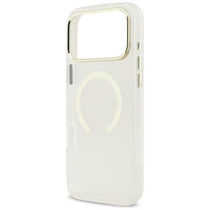 Coque MagSafe pour Apple iPhone 18 Pro / 17 Pro, Guess, Contour Métallique, Dorée
