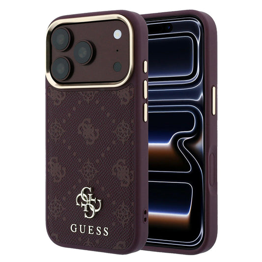 Coque MagSafe pour Apple iPhone 18 Pro / 17 Pro, Guess, Peony 4G Small Logo, Bordeaux