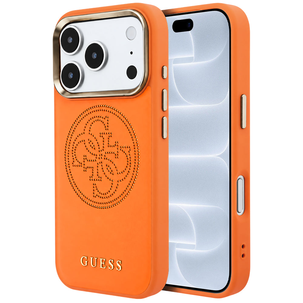 Coque MagSafe pour Apple iPhone 18 Pro / 17 Pro, Guess, Perforated 4G, Orange
