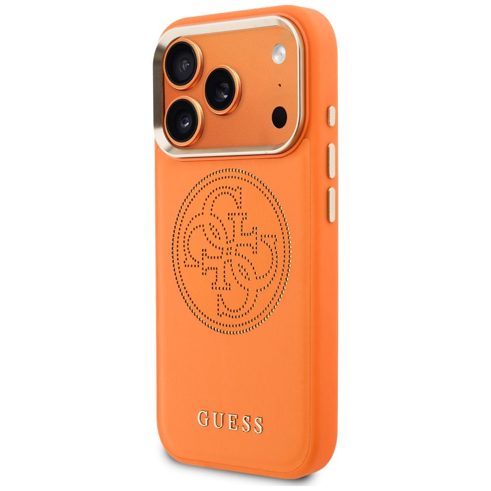 Coque MagSafe pour Apple iPhone 18 Pro / 17 Pro, Guess, Perforated 4G, Orange