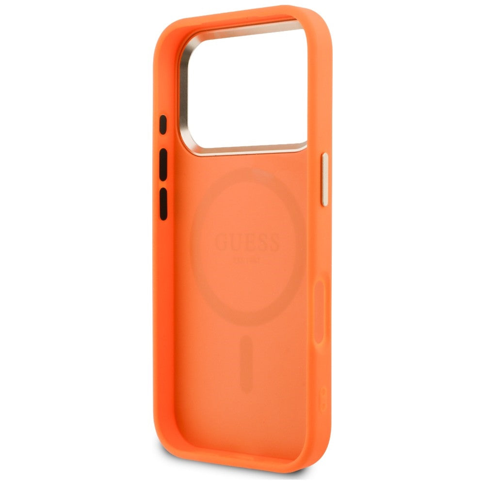 Coque MagSafe pour Apple iPhone 18 Pro / 17 Pro, Guess, Perforated 4G, Orange