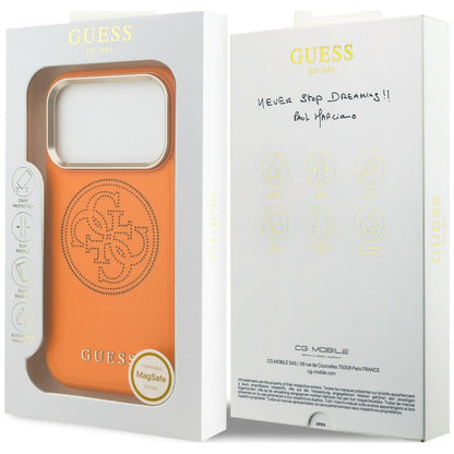Coque MagSafe pour Apple iPhone 18 Pro / 17 Pro, Guess, Perforated 4G, Orange