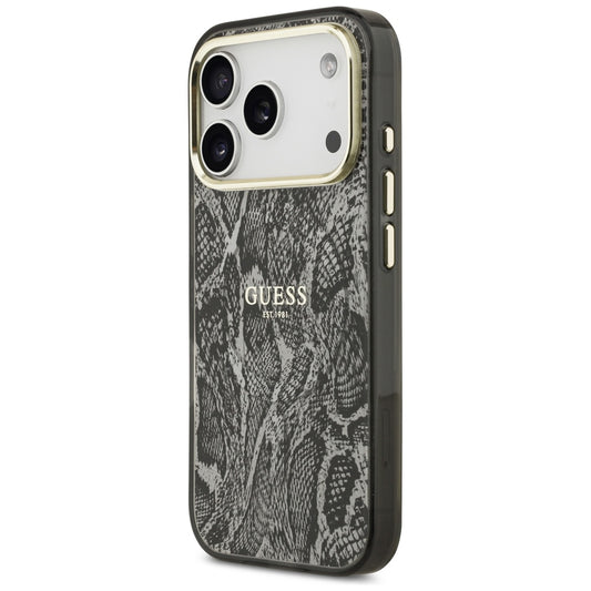 Coque MagSafe pour Apple iPhone 18 Pro / 17 Pro, Guess, Motif Python, Noire