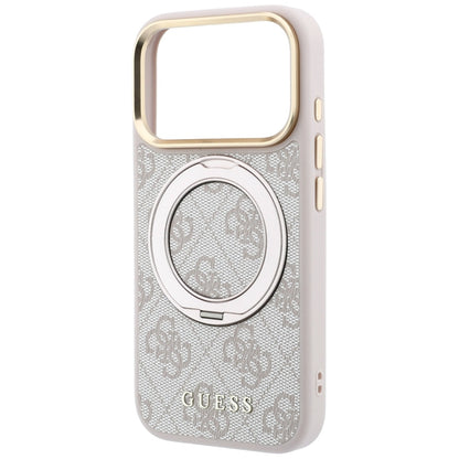 MagSafe Case for Apple iPhone 18 Pro / 17 Pro, Guess, Ring Stand 360 4G Classic Logo, Pink