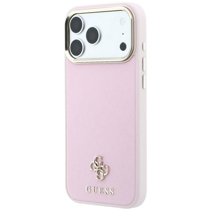 Coque MagSafe pour Apple iPhone 18 Pro / 17 Pro, Guess, Saffiano Small 4G Classic, rose