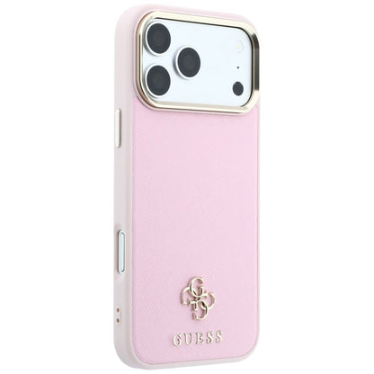 Coque MagSafe pour Apple iPhone 18 Pro / 17 Pro, Guess, Saffiano Small 4G Classic, rose