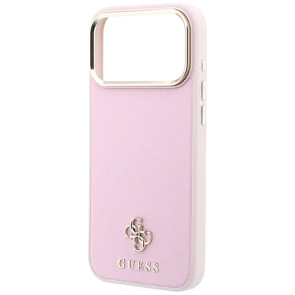 Coque MagSafe pour Apple iPhone 18 Pro / 17 Pro, Guess, Saffiano Small 4G Classic, rose