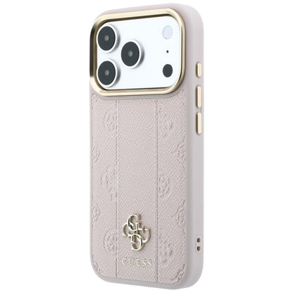 Coque MagSafe pour Apple iPhone 18 Pro / 17 Pro, Guess, Stripe Peony 4G, Rose