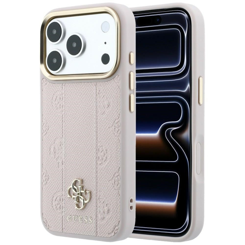 Coque MagSafe pour Apple iPhone 18 Pro / 17 Pro, Guess, Stripe Peony 4G, Rose