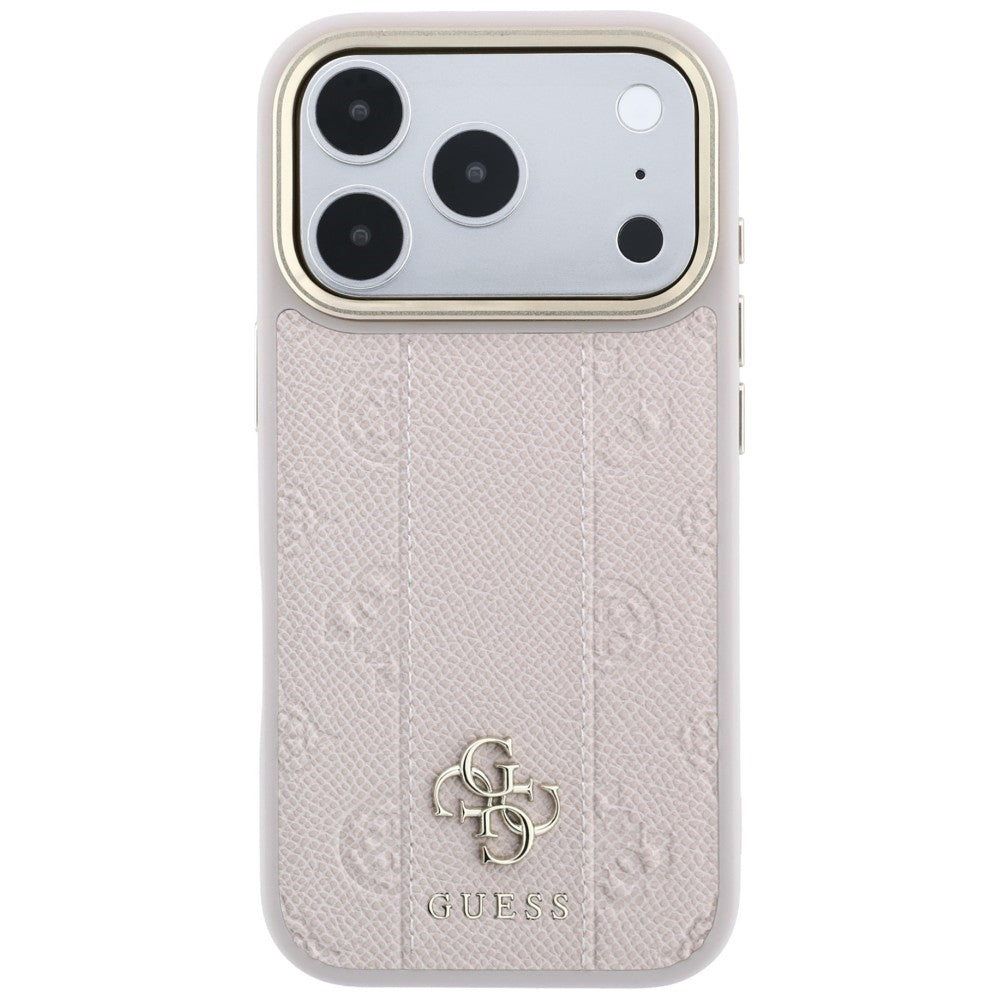 Coque MagSafe pour Apple iPhone 18 Pro / 17 Pro, Guess, Stripe Peony 4G, Rose