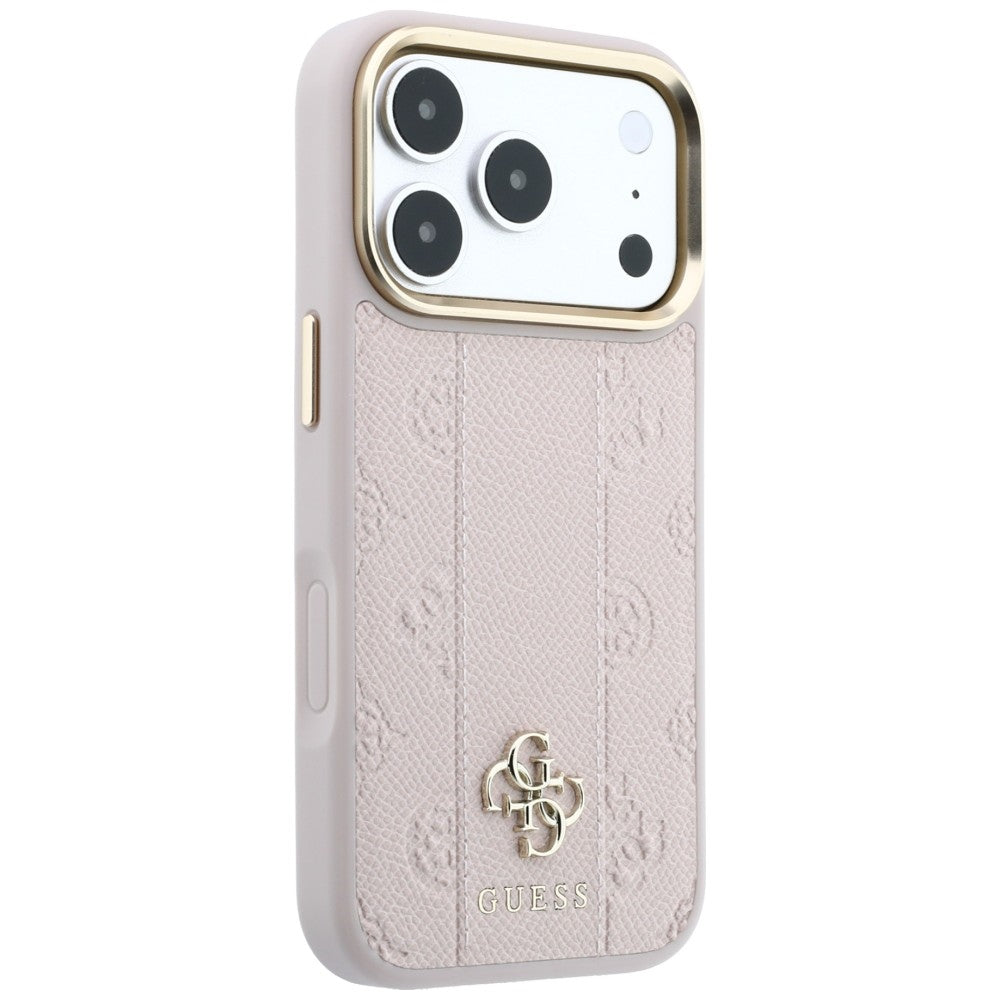 Coque MagSafe pour Apple iPhone 18 Pro / 17 Pro, Guess, Stripe Peony 4G, Rose