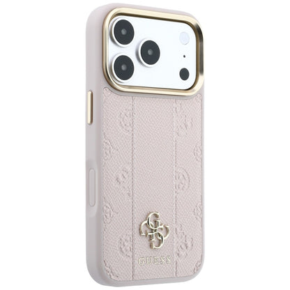 Coque MagSafe pour Apple iPhone 18 Pro / 17 Pro, Guess, Stripe Peony 4G, Rose