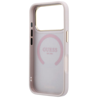 Coque MagSafe pour Apple iPhone 18 Pro / 17 Pro, Guess, Stripe Peony 4G, Rose