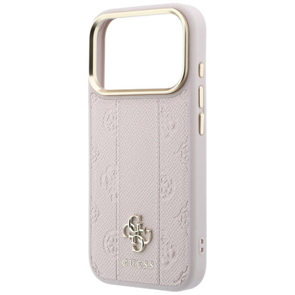 Coque MagSafe pour Apple iPhone 18 Pro / 17 Pro, Guess, Stripe Peony 4G, Rose