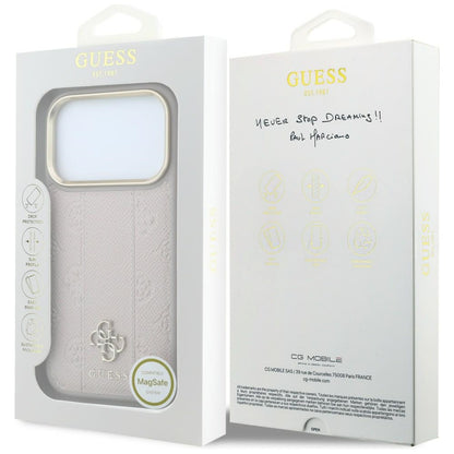 Coque MagSafe pour Apple iPhone 18 Pro / 17 Pro, Guess, Stripe Peony 4G, Rose
