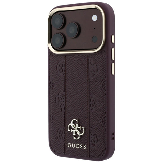 Coque MagSafe pour Apple iPhone 18 Pro / 17 Pro, Guess, Stripe Peony 4G, Bordeaux
