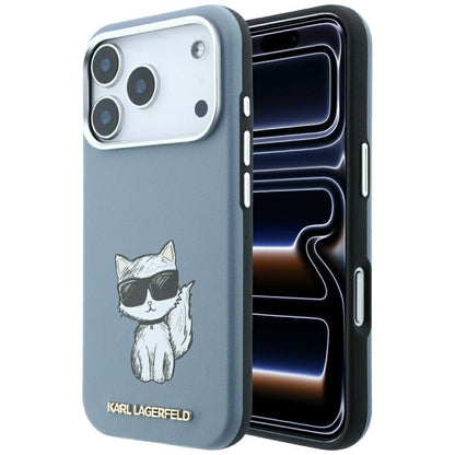 Coque MagSafe pour Apple iPhone 18 Pro / 17 Pro, Karl Lagerfeld, Choupette Sketch, Bleu