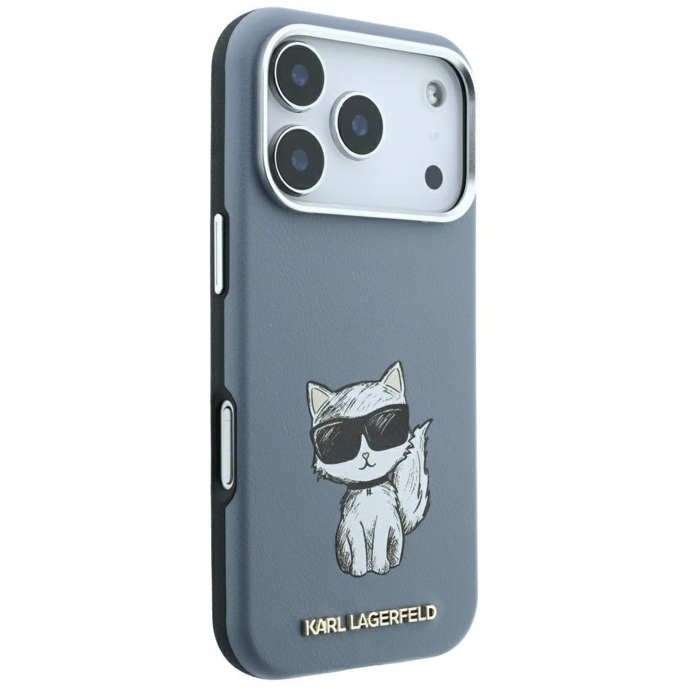 Coque MagSafe pour Apple iPhone 18 Pro / 17 Pro, Karl Lagerfeld, Choupette Sketch, Bleu