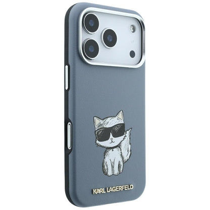 Coque MagSafe pour Apple iPhone 18 Pro / 17 Pro, Karl Lagerfeld, Choupette Sketch, Bleu