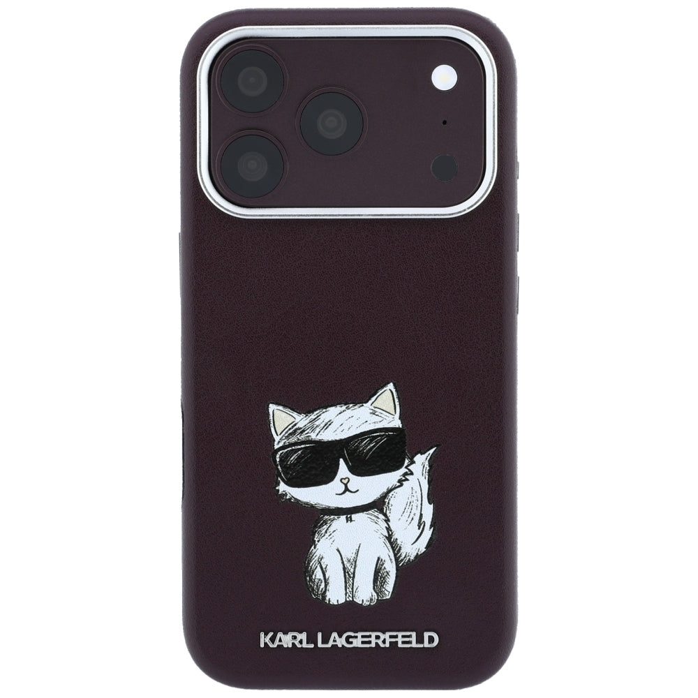 Coque MagSafe pour Apple iPhone 18 Pro / 17 Pro, Karl Lagerfeld, Choupette Sketch, Bordeaux