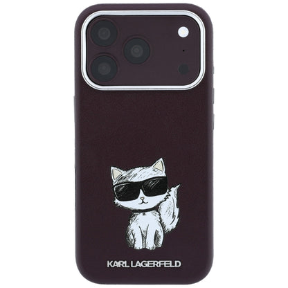 Coque MagSafe pour Apple iPhone 18 Pro / 17 Pro, Karl Lagerfeld, Choupette Sketch, Bordeaux