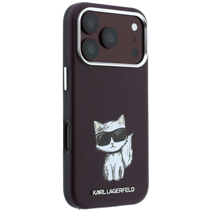Coque MagSafe pour Apple iPhone 18 Pro / 17 Pro, Karl Lagerfeld, Choupette Sketch, Bordeaux