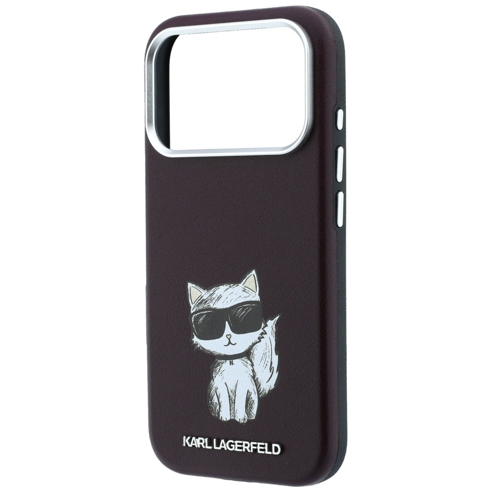 Coque MagSafe pour Apple iPhone 18 Pro / 17 Pro, Karl Lagerfeld, Choupette Sketch, Bordeaux